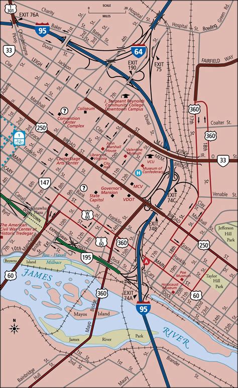 A nice map of downtown Richmond. | Richmond, Downtown, Amazing maps