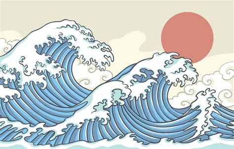 Traditional Japanese Art Style Wave Theme 6541075 Vector Art at Vecteezy