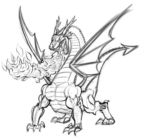 Dragon Breathing Fire Drawing at GetDrawings | Free download