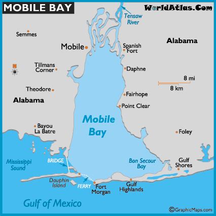 Map of Mobile Bay - Mobile Bay Map, World Bays Location - World Atlas