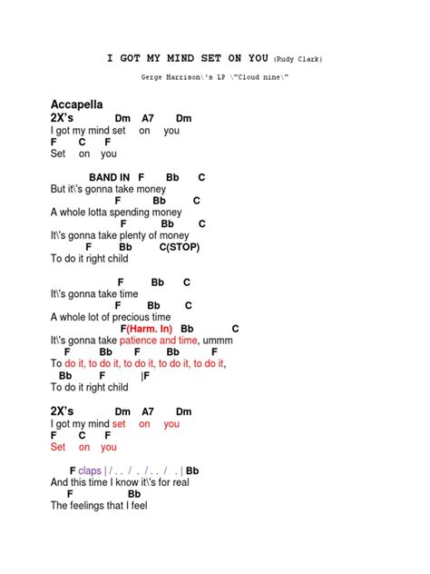 I Got My Mind Set On You - Lyrics & Chords | PDF