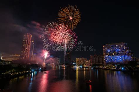 Bangkok New Year Countdown Fireworks Stock Image - Image of center ...