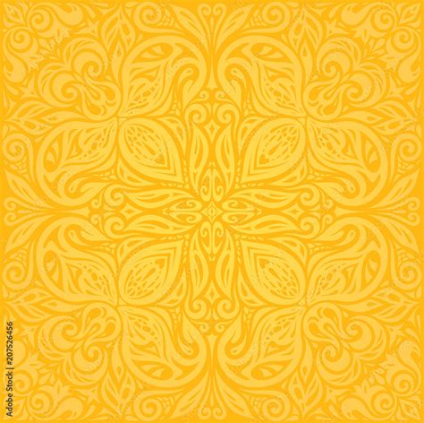 Yellow colorful floral wallpaper background mandala pattern design ...