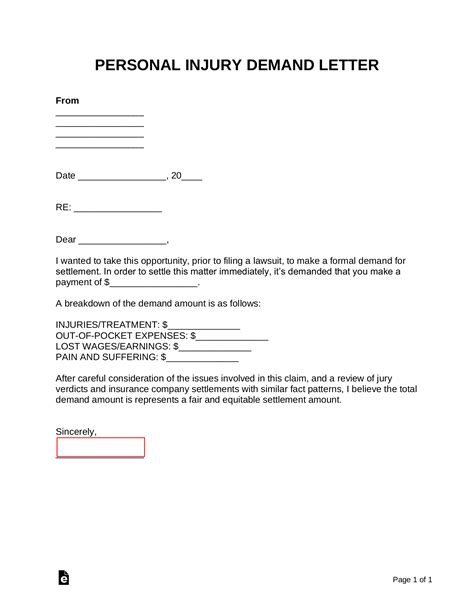 Free Personal Injury Demand Letter - Sample - PDF | Word – eForms