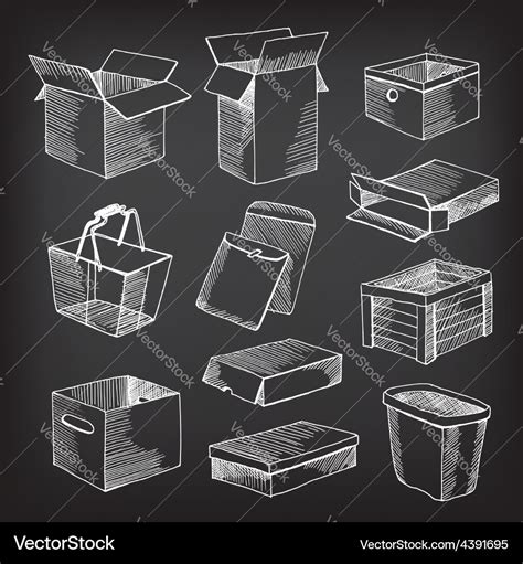 Package and boxes sketch design Royalty Free Vector Image