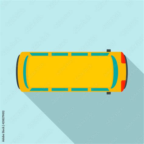 Top view school bus icon. Flat illustration of top view school bus ...