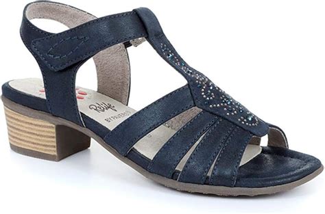 Relife by Pavers Wide Fit Embellished Heeled Sandals 317 448 - Navy ...