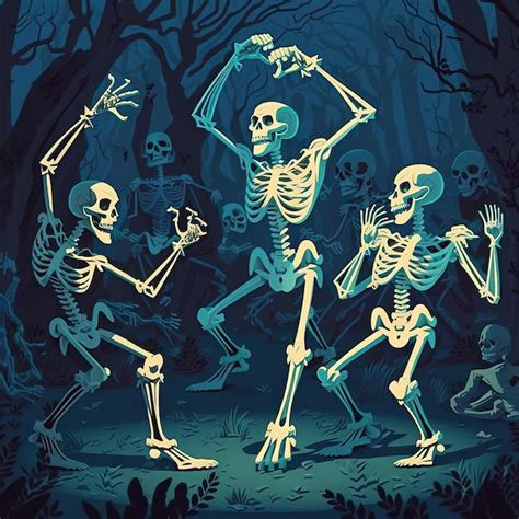 Premium AI Image | Eerie Night Dance Spooky Scary Skeletons in Motion