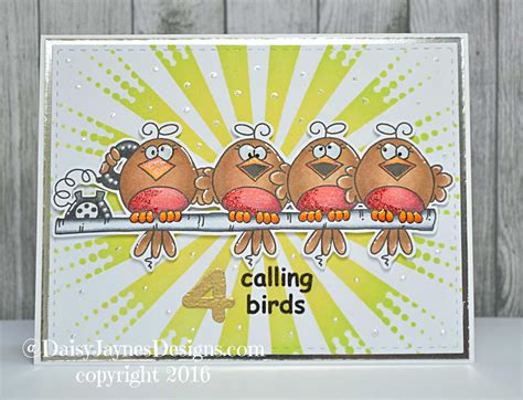 Christmas card series 2016 #4…Four calling birds… – Daisy Jayne's Designs