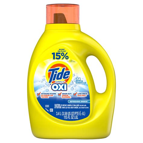 Tide Simply with Oxi, 74 Loads Liquid Laundry Detergent, 115 fl oz ...