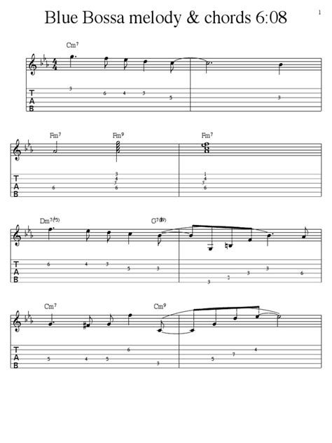 Blue Bossa - Chords and Melody from Lesson3.pdf | Éléments de la ...