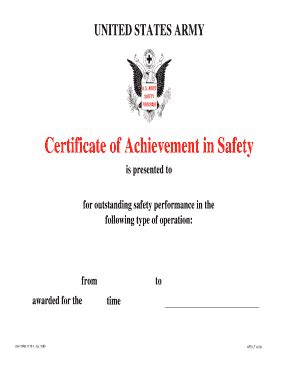 19 Printable certificate of achievement army Forms and Templates ...