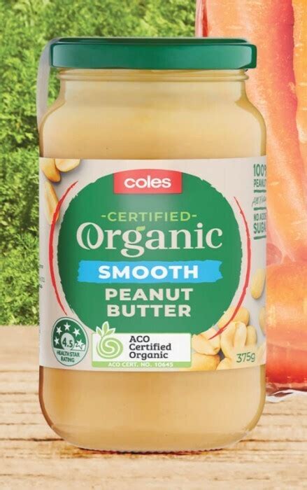 Coles certified organic smooth peanut butter 375g offer at Coles