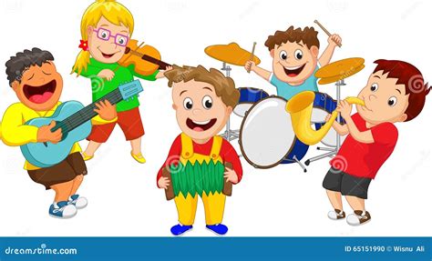 Illustration Of Children Playing Music Instrument | CartoonDealer.com ...