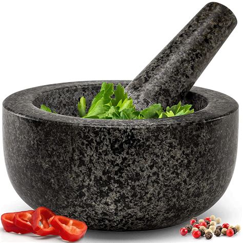 Heavy Duty Large Mortar and Pestle Set, Hand Carved from Natural ...