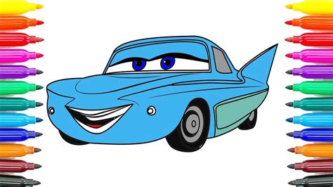 How To Draw Cars Flo Coloring Pages for Kids How To Paint Cars 3 Flo ...