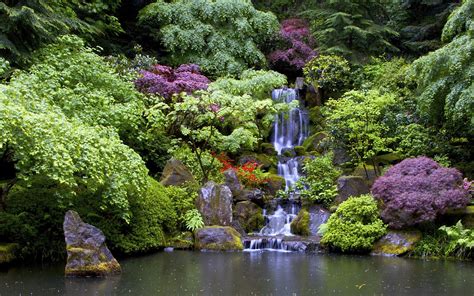 Artificial waterfall in the beautiful garden wallpaper - Nature ...