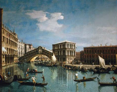 The Rialto Bridge, Venice - Canaletto as art print or hand painted oil.