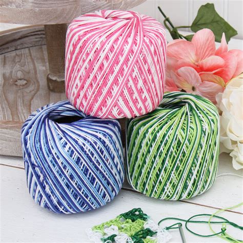 Multicolor Cotton Crochet Thread - Size 10 - Variegated Garden Greens ...