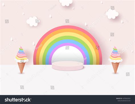 Illustration Vector Rainbow Ice Cream Cone: เวกเตอร์สต็อก (ปลอดค่า ...