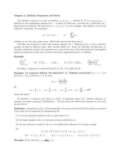 Chapter 2: (Infinite) Sequences and Series A(n infinite) sequence is ...