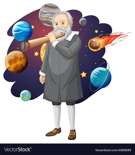 Portrait of galileo galilei in cartoon style Vector Image