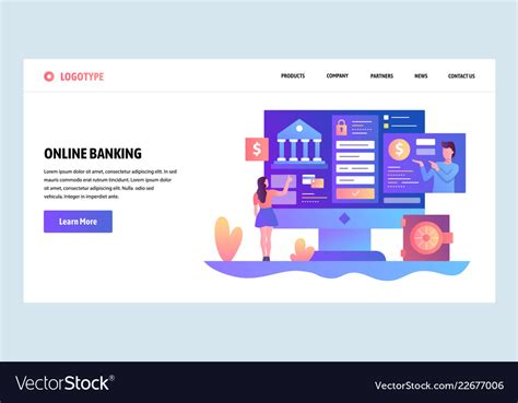 Web site design template online banking Royalty Free Vector