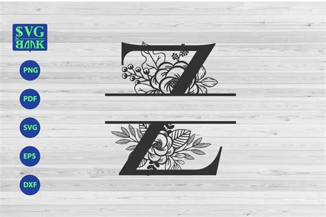 Split monogram letter Z Svg, Alphabet floral initial logo Z (471025 ...