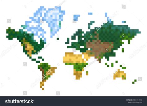 Pixel Art Abstract World Map Isolated Stock Vector (Royalty Free ...