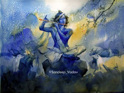 Krishna Wallpaper Painting | tomtaku