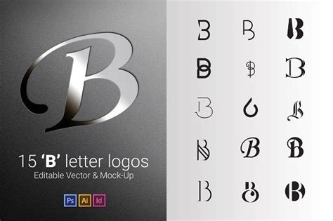 15 B Letter Logos - Vector & Mock-Up | B letter logo, Letter logo ...