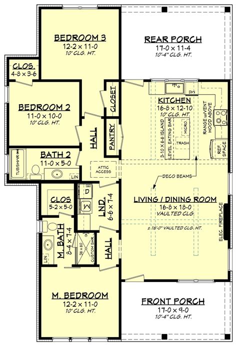 Modern Farmhouse Plan: 1,299 Square Feet, 3 Bedrooms, 2 Bathrooms - 041 ...