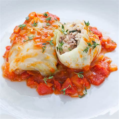 Recipe: Stuffed Cabbage Rolls with White Rice, Beef & Tomato Sauce ...