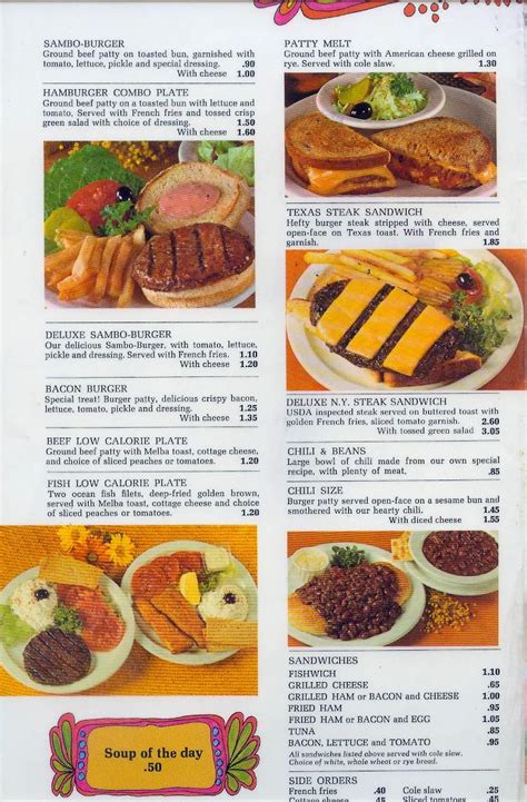 Sambos Restaurant Menu - 1976