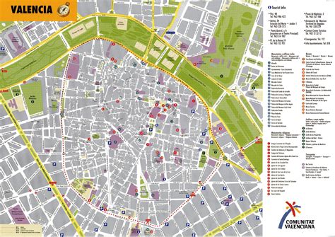 Large detailed tourist map of Valencia downtown | Vidiani.com | Maps of ...