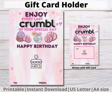 Printable Crumbl Cookie Gift Card Holder Happy Birthday Gift - Etsy Ireland