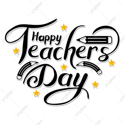 Happy Teacher Day Handwriting Typography Label Free Vector And, Happy ...