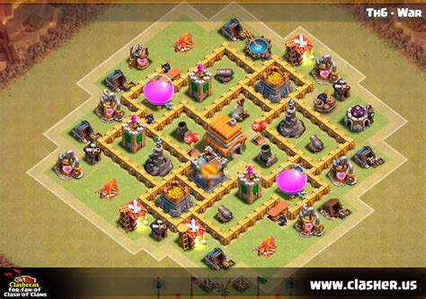 Town Hall 6 - WAR Base Map #9 - Clash of Clans | Clasher.us