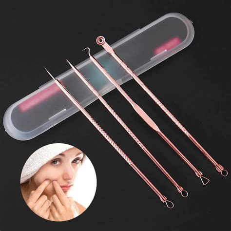 4PCS Acne Blackhead Removal Needles Stainless Pimple Spot Comedone ...