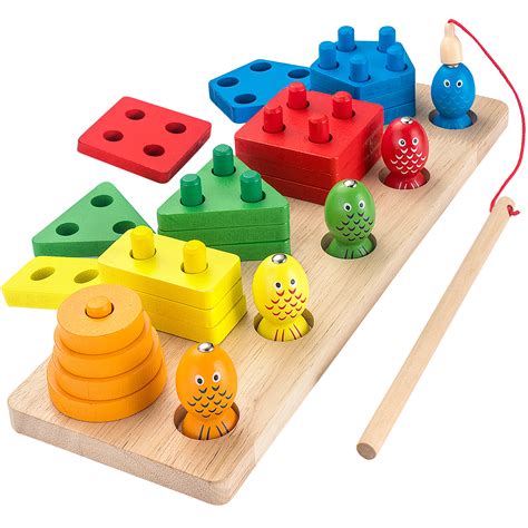 AppyHut Montessori Shape Sorter Stacker Wooden Educational ...