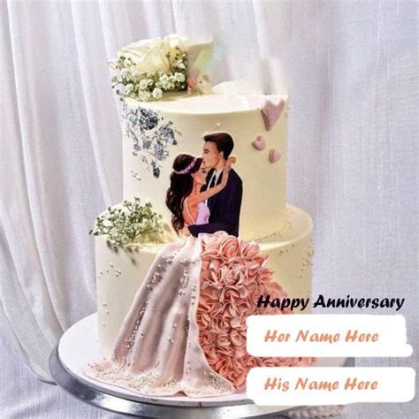 Happy Anniversary Couple Cake with Name