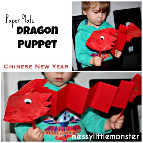 Paper Plate Dragon Puppet - Messy Little Monster