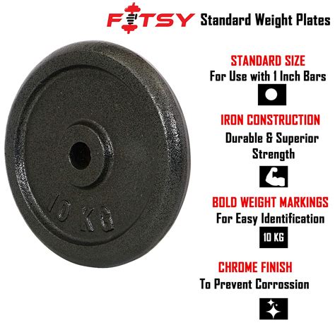 FITSY Standard Weight Plates for Home Gym - 10 KG X 2