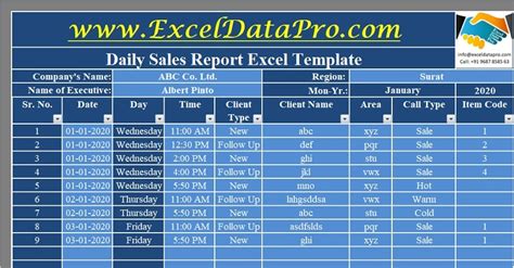 Download Daily Sales Report Excel Template - ExcelDataPro