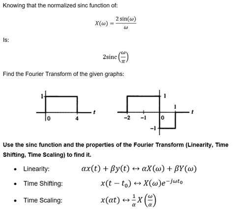 Solved Knowing that the normalized sinc function of: XW) 2 | Chegg.com