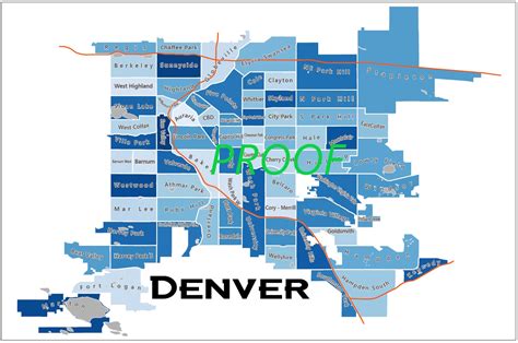 Denver Neighborhoods Map - Etsy