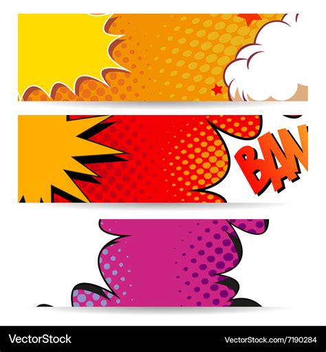 Boom Comic book explosion set Royalty Free Vector Image