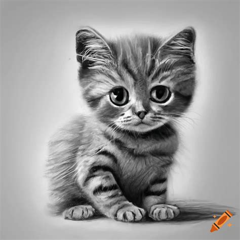 Realistic pencil drawing of a cute cat on Craiyon