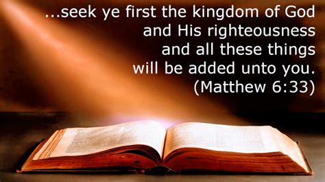 Seek Ye First the Kingdom of God and His Righteousness