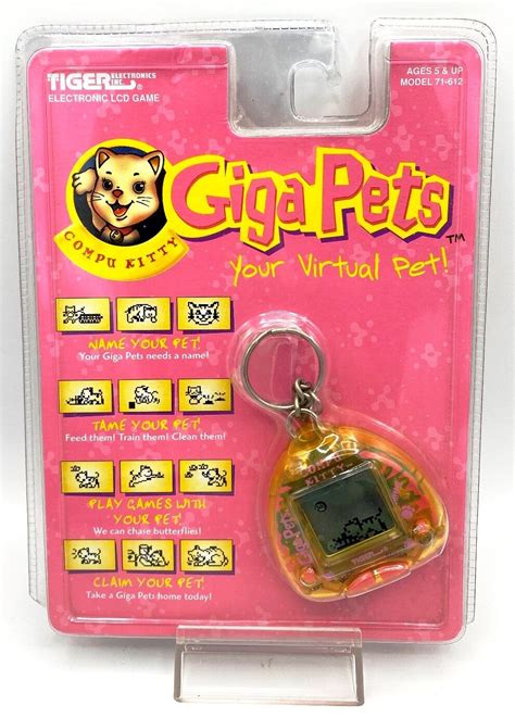 GIGA PETS -Compu Kitty "Your Virtual Pet" Transparent Orange ("OPEN ...